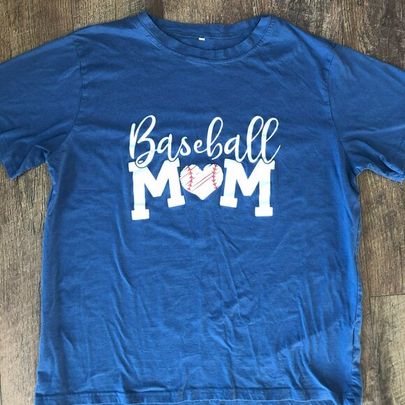 Baseball Mom T-Shirt for Women Baseball Heart Pattern Shortsleeve Graphic Top XL - Picture 1 of 2